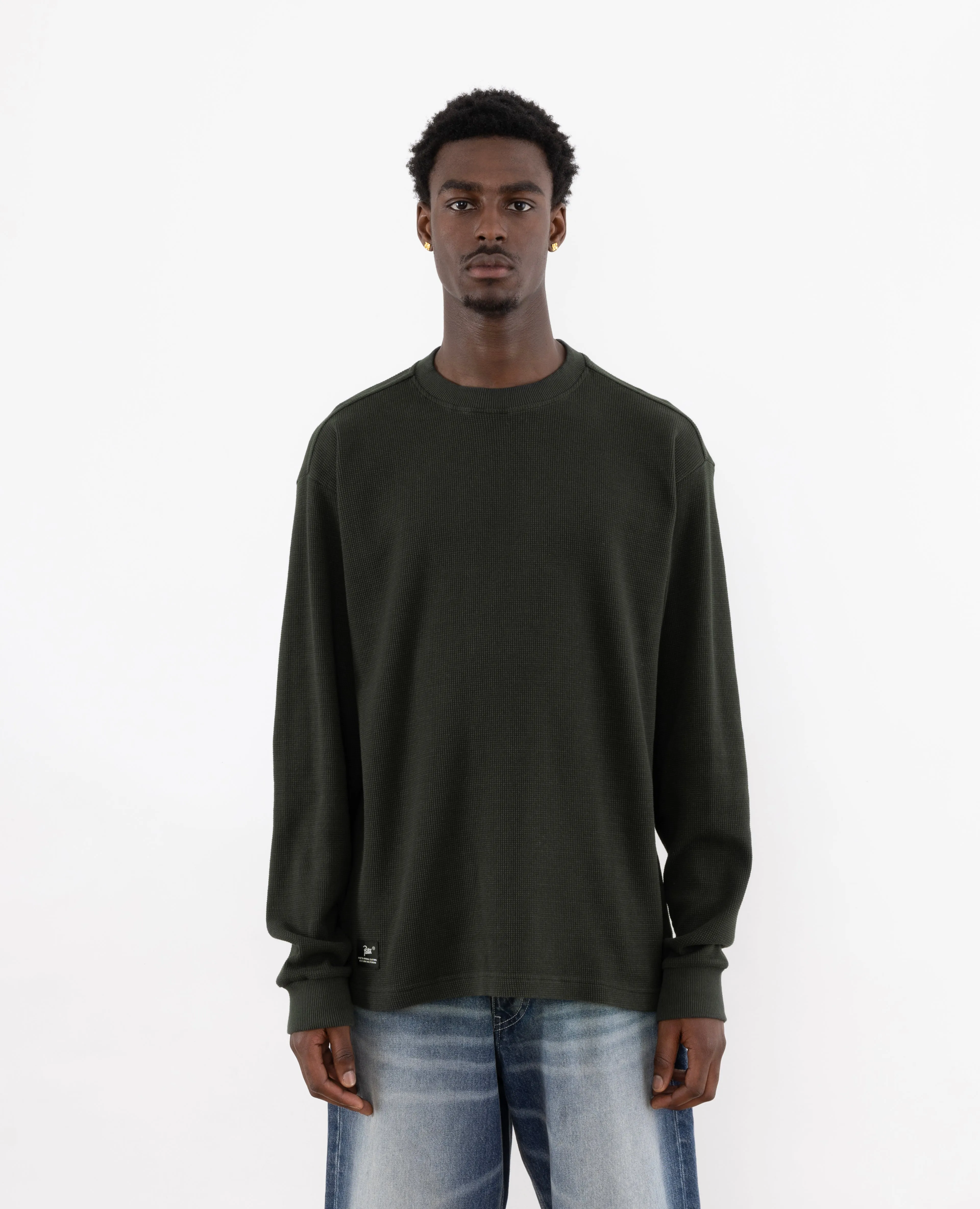 Patta Basic Waffle Longsleeve T-Shirt (Pirate Black) sold by Patta product image thumbnail 2
