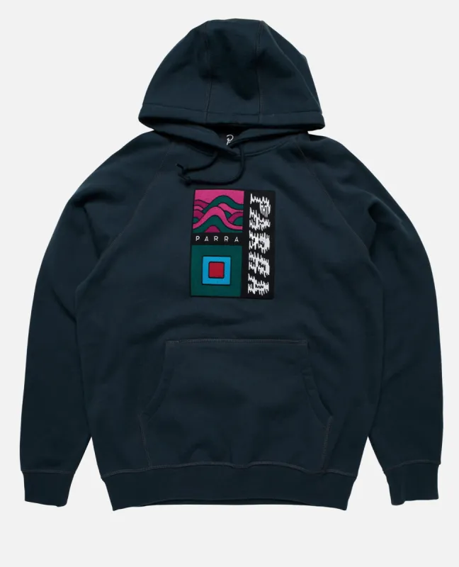 byParra Wave Block Tremors Hooded Sweatshirt (Navy Blue) sold by Patta