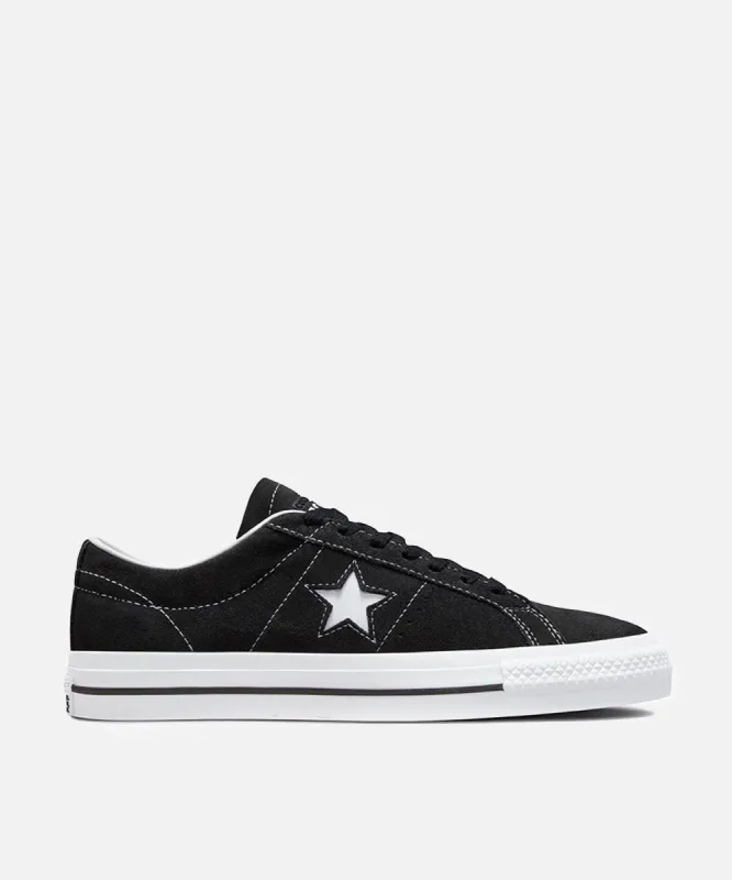 Converse One Star Pro Ox (Black/Black/White) sold by Patta