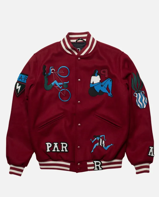 byParra Run Sit & Bike Varsity Jacket (Dark Red) made by Patta