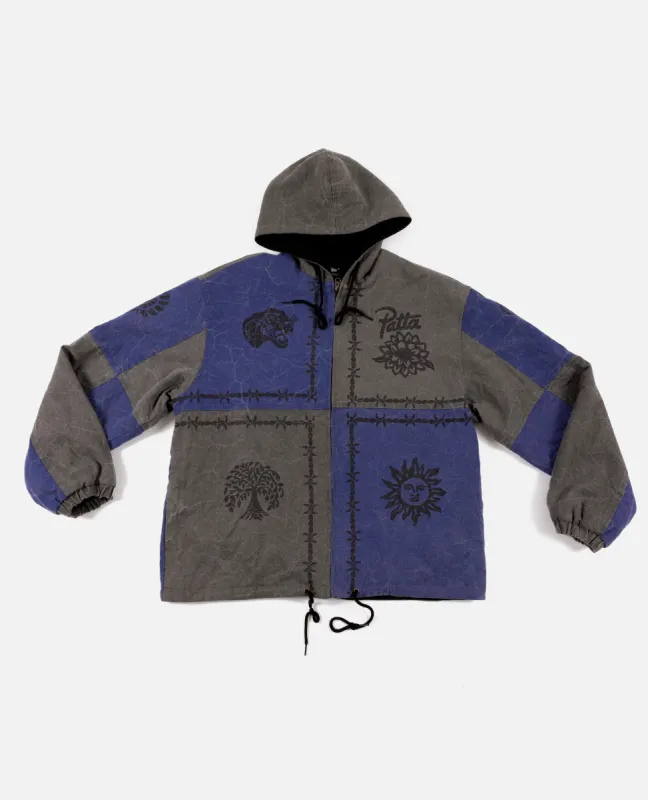 Patta Symbols Zip Hooded Jacket (Raven / Odyssey Gray) sold by Patta