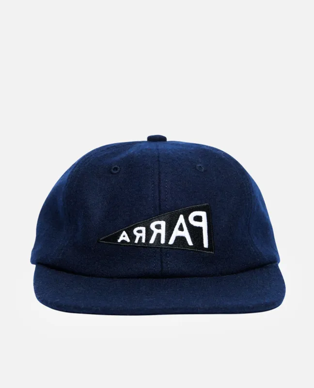 byParra Mirrored Flag Logo 6 Panel Hat (Dark Royal) sold by Patta