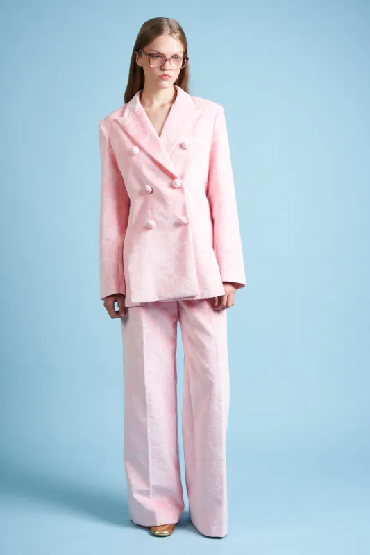 Pantalon en velours de coton marqué d'un motif floral embossé sold by Paul & Joe