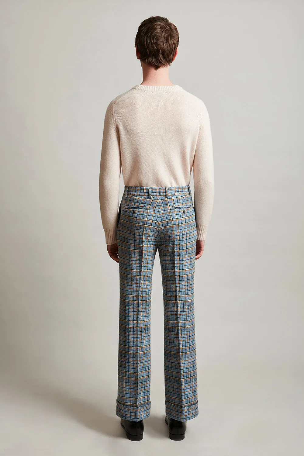 Pantalon flare à revers large en tartan de laine tissé en France sold by Paul & Joe product image thumbnail 5