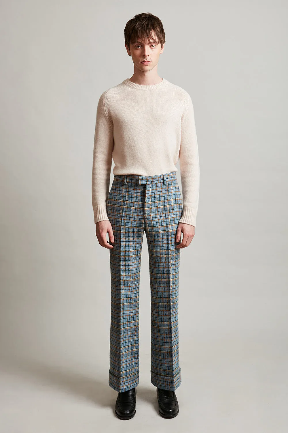 Pantalon flare à revers large en tartan de laine tissé en France sold by Paul & Joe product image thumbnail 2