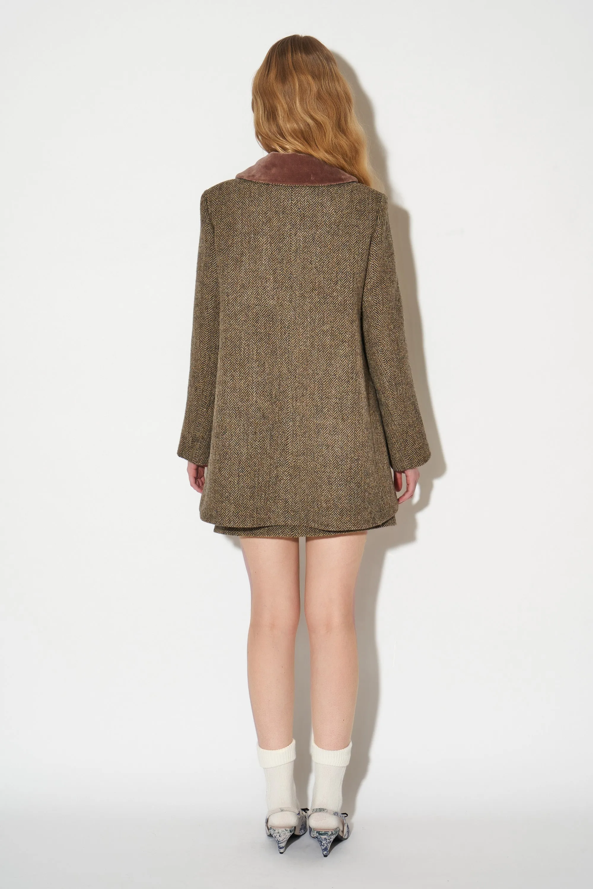 Veste Tweed D'équitation Shires Malvern - Femme 36" Marine à Chevrons - Neuve Avec étiquettes