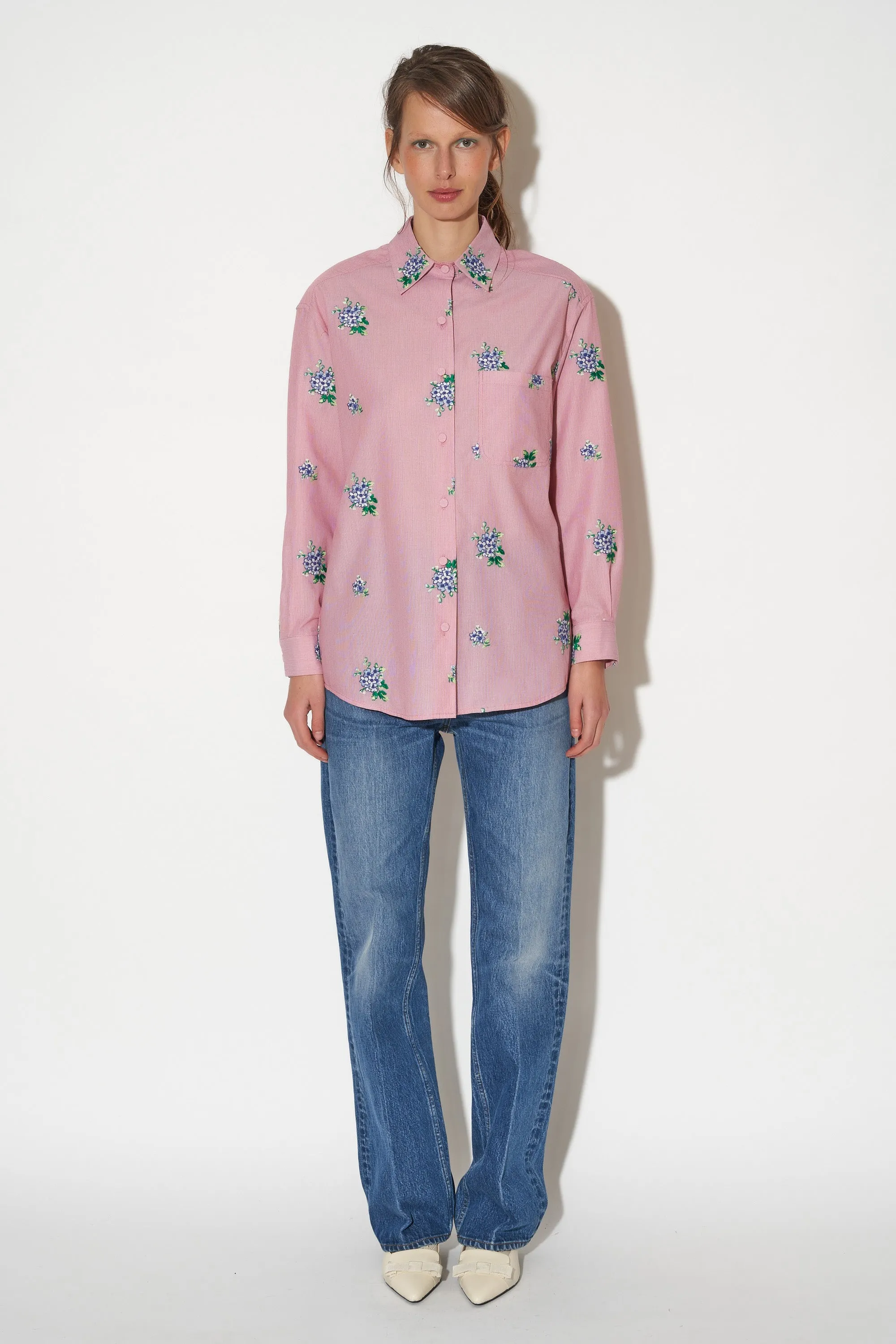 Chemise coupe légèrement oversize en coton avec broderies fleurs sold by Paul & Joe product image thumbnail 5