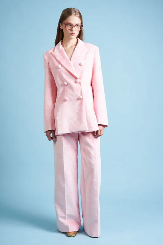 Pantalon en velours de coton marqué d'un motif floral embossé sold by Paul & Joe