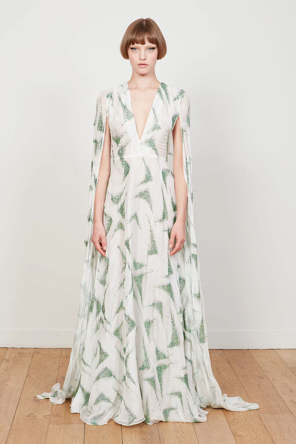 Robe longue en mousseline de soie brodée de sequins sold by Paul & Joe