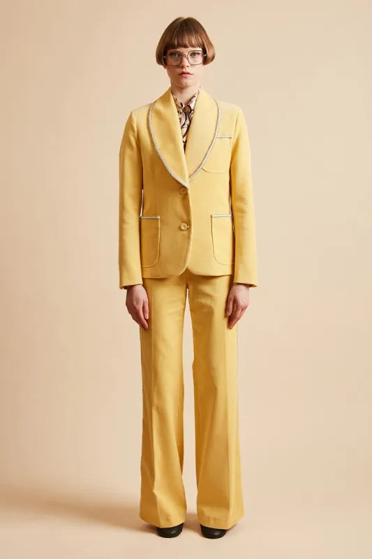 Pantalon coupe droite en velours avec bandes brodées de pierres sold by Paul & Joe