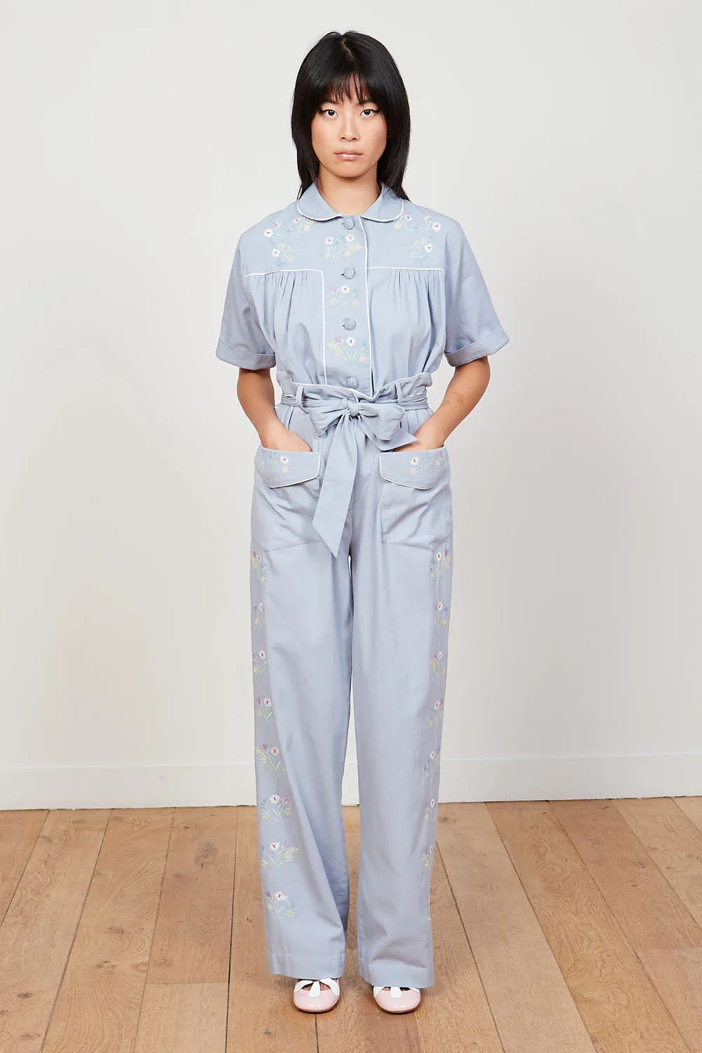 Pantalon brodé coupe droite en twill de coton sold by Paul & Joe product image thumbnail 4