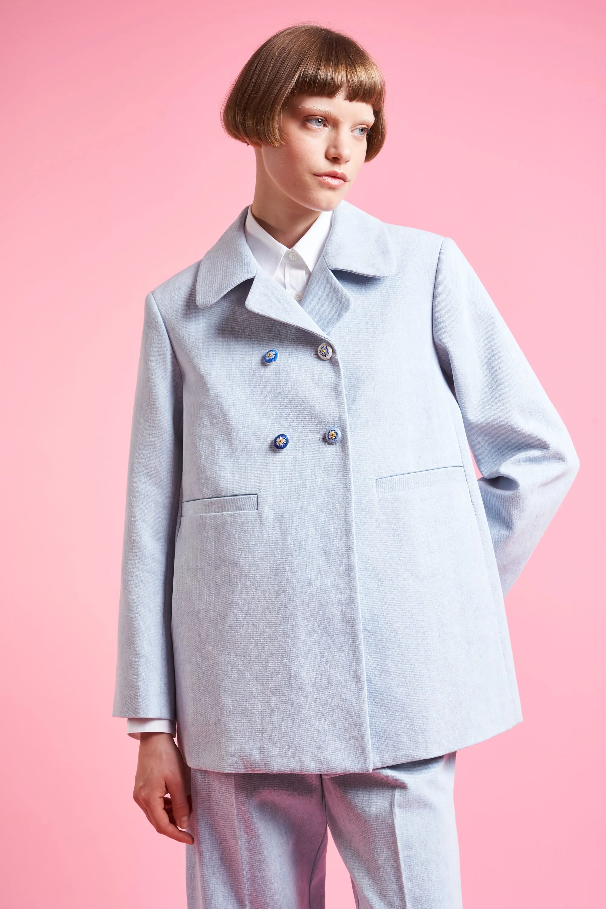 Veste ajustée à double croisure en denim sold by Paul & Joe