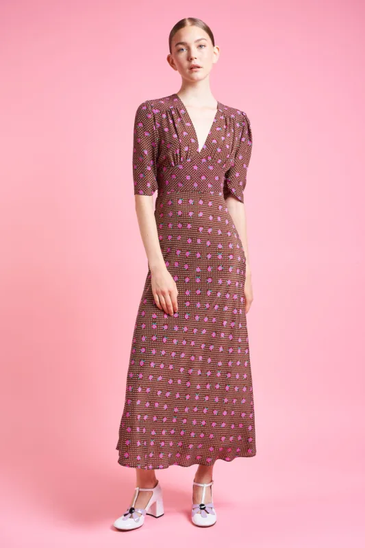 Robe longueur midi en crêpe de chine de soie sold by Paul & Joe