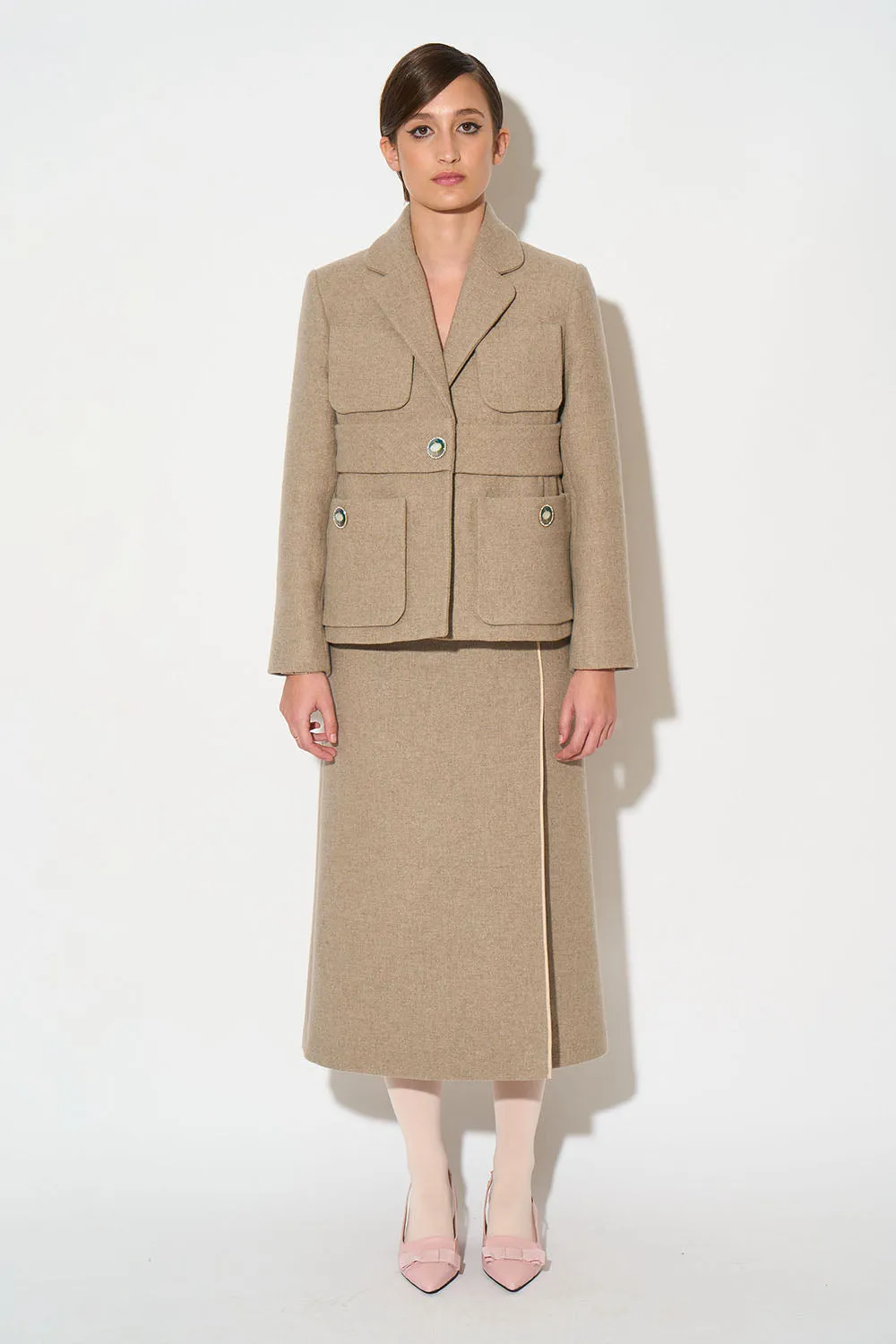 Jupe en laine vierge effet portefeuille sold by Paul & Joe