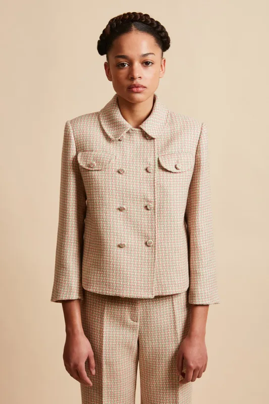 Veste courte ajustée en tweed tricolore de mohair et laine sold by Paul & Joe