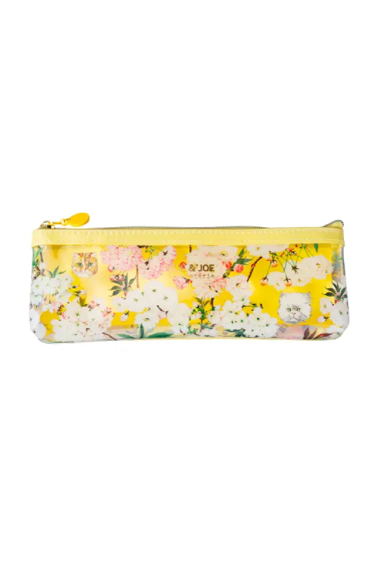 Trousse jaune transparente au motif floral sold by Paul & Joe