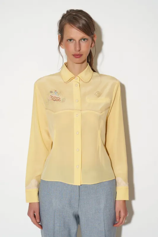 Blouse à la coupe droite en crêpe de chine brodé sold by Paul & Joe