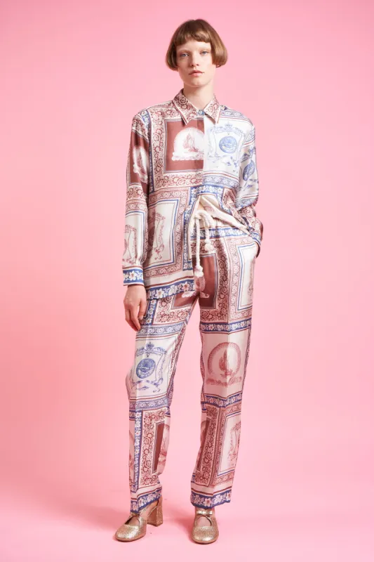 Pantalon en twill de soie imprimé d'un motif foulard sold by Paul & Joe