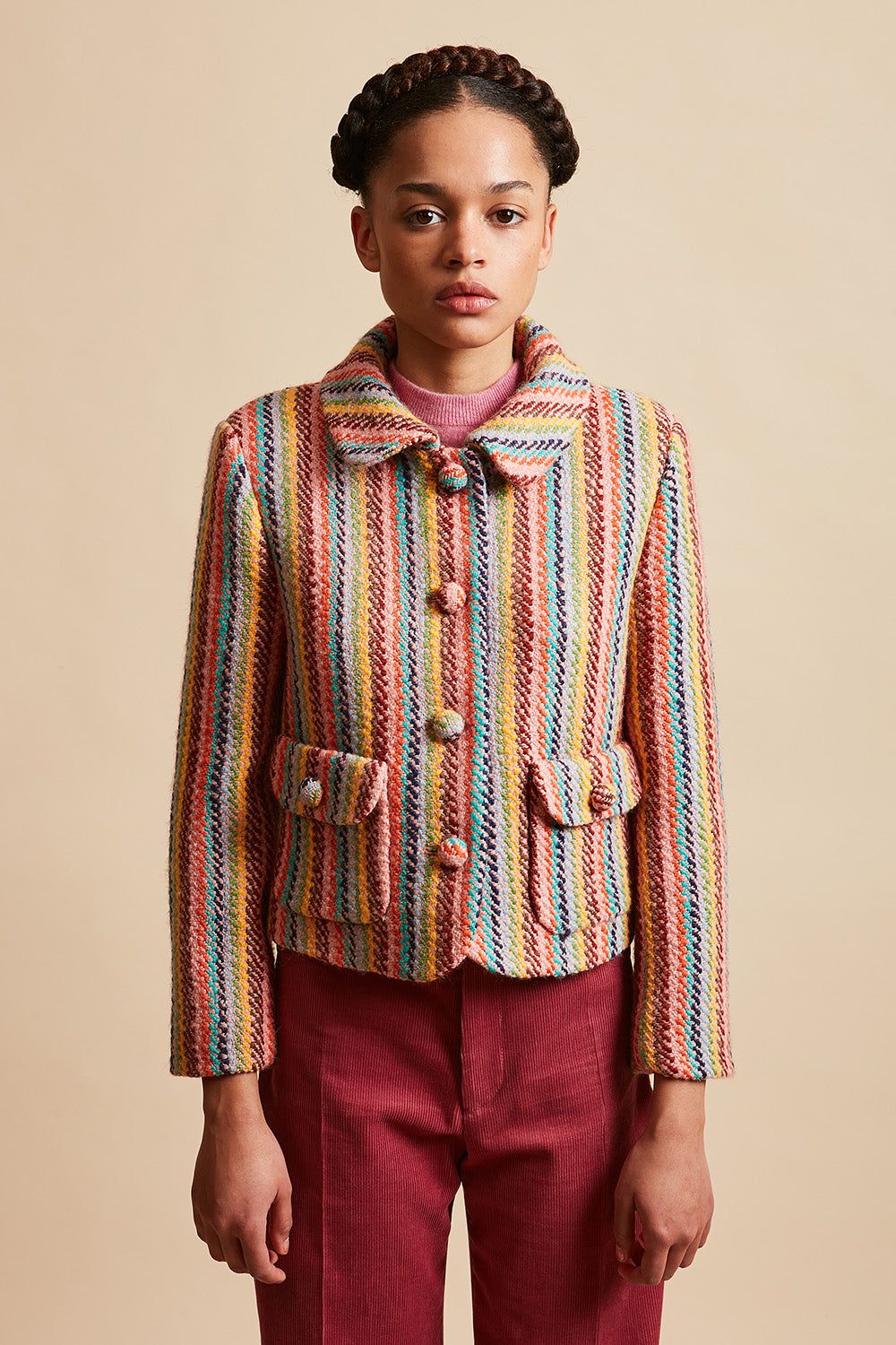 Veste courte cintrée en tweed rayé multicolore sold by Paul & Joe product image thumbnail 2