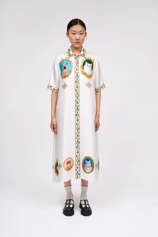 Robe chemisier longueur midi en twill de soie imprimé sold by Paul & Joe