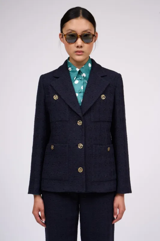 Veste cintrée à simple croisure en tweed lurex sold by Paul & Joe