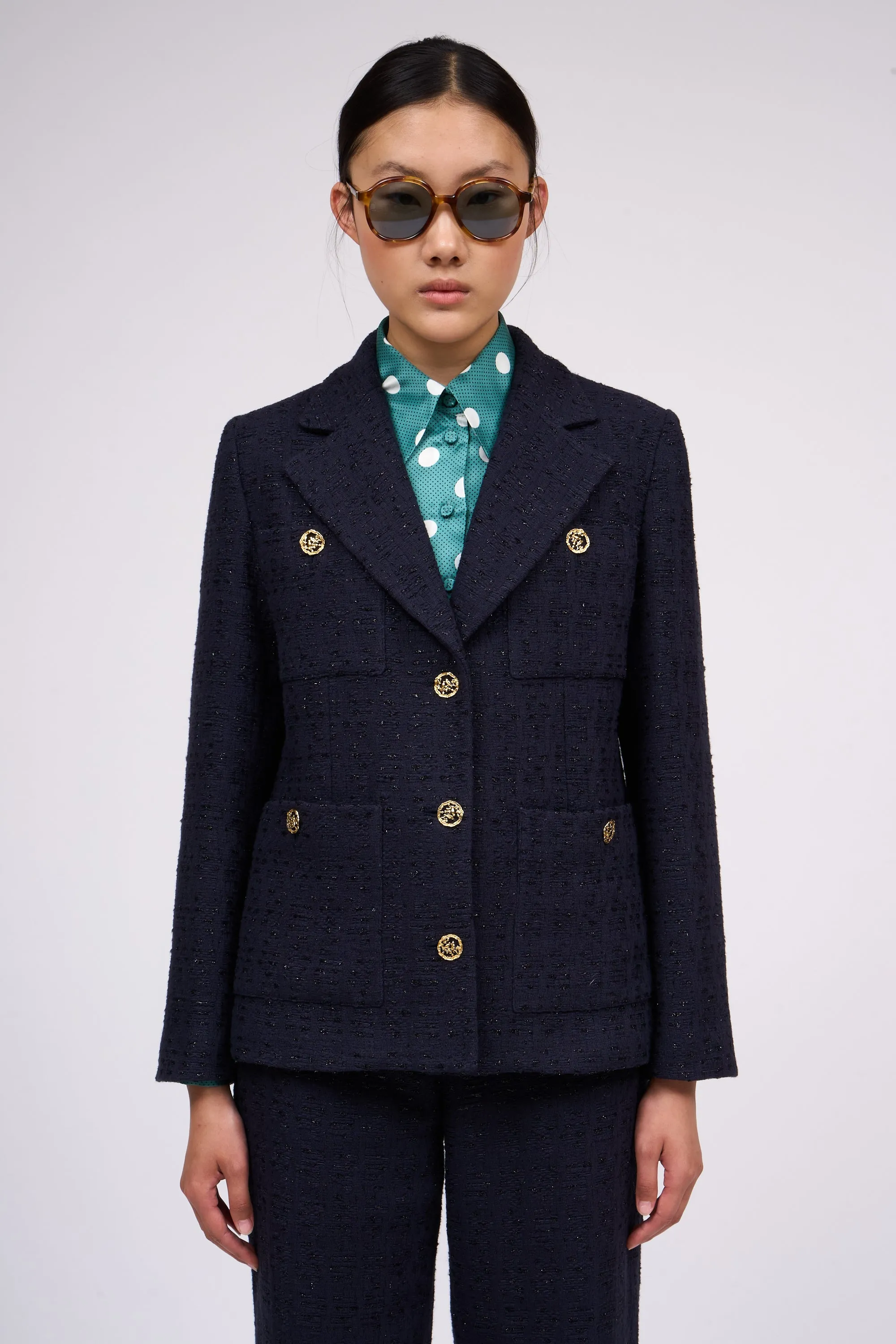 Veste cintrée à simple croisure en tweed lurex sold by Paul & Joe