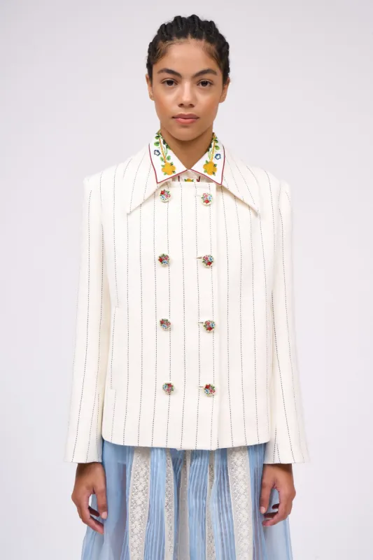 Veste en drill de coton et lin rayé sold by Paul & Joe