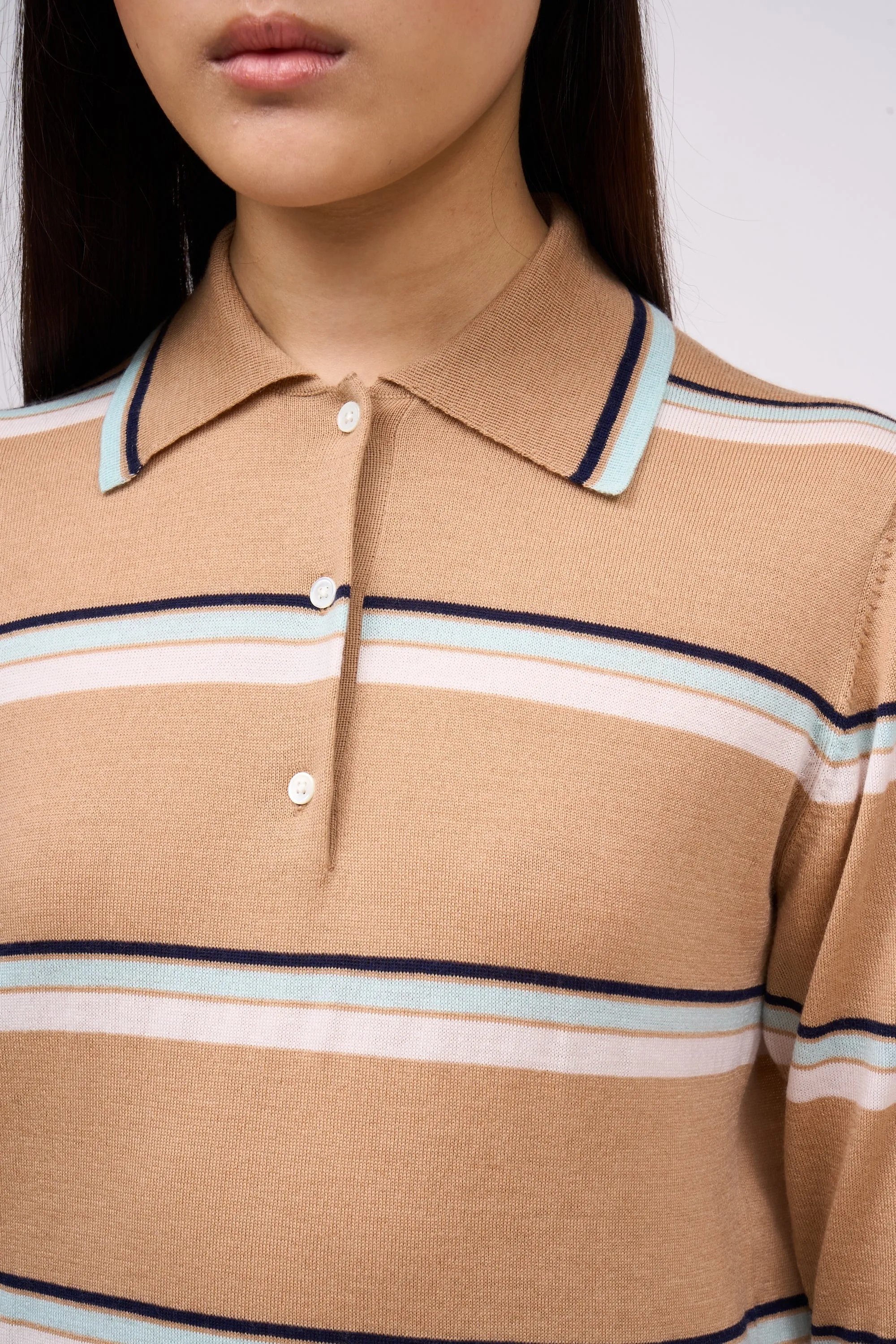 Polo en maille merinos à rayures tricolore sold by Paul & Joe product image thumbnail 3