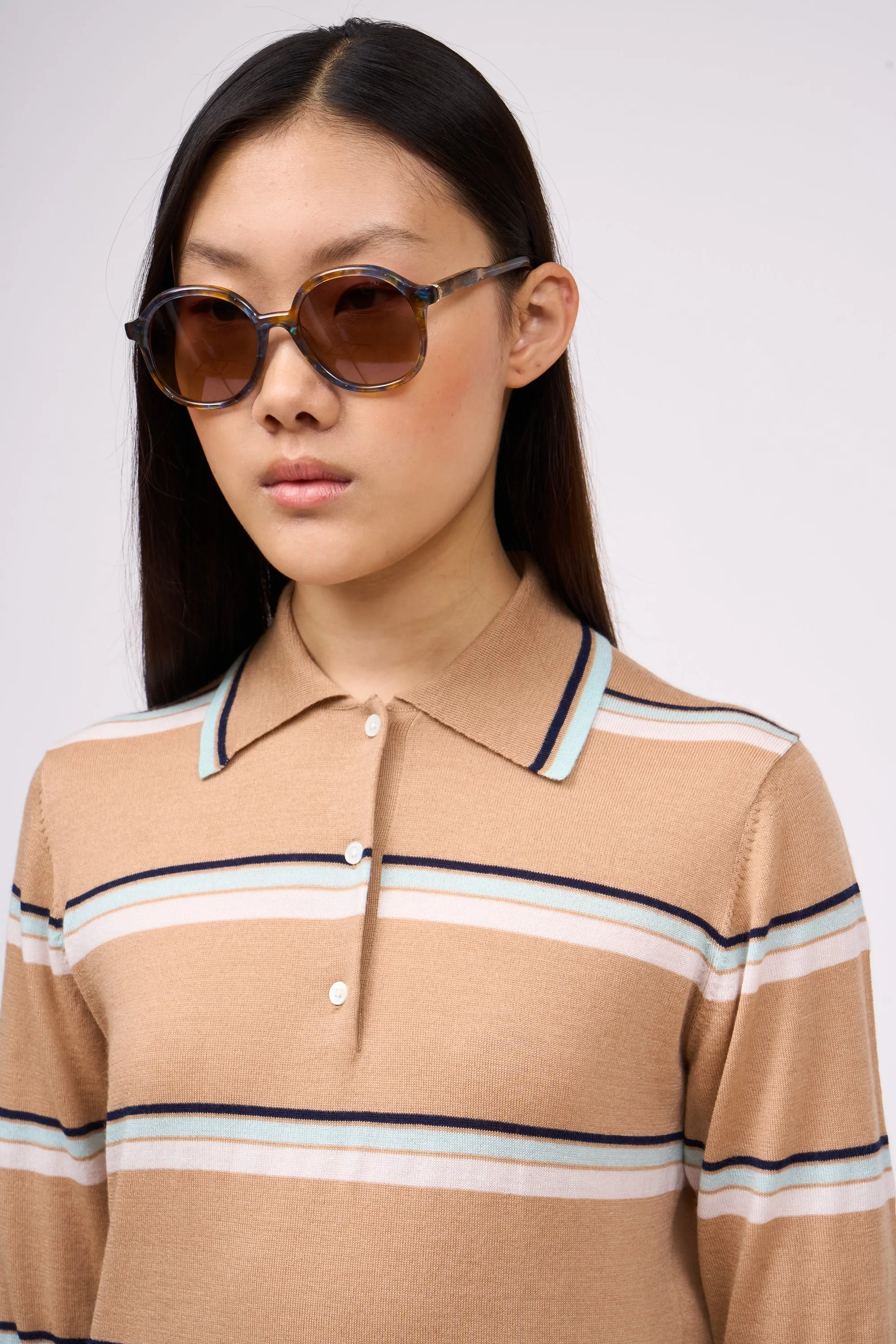 Polo en maille merinos à rayures tricolore sold by Paul & Joe product image thumbnail 2