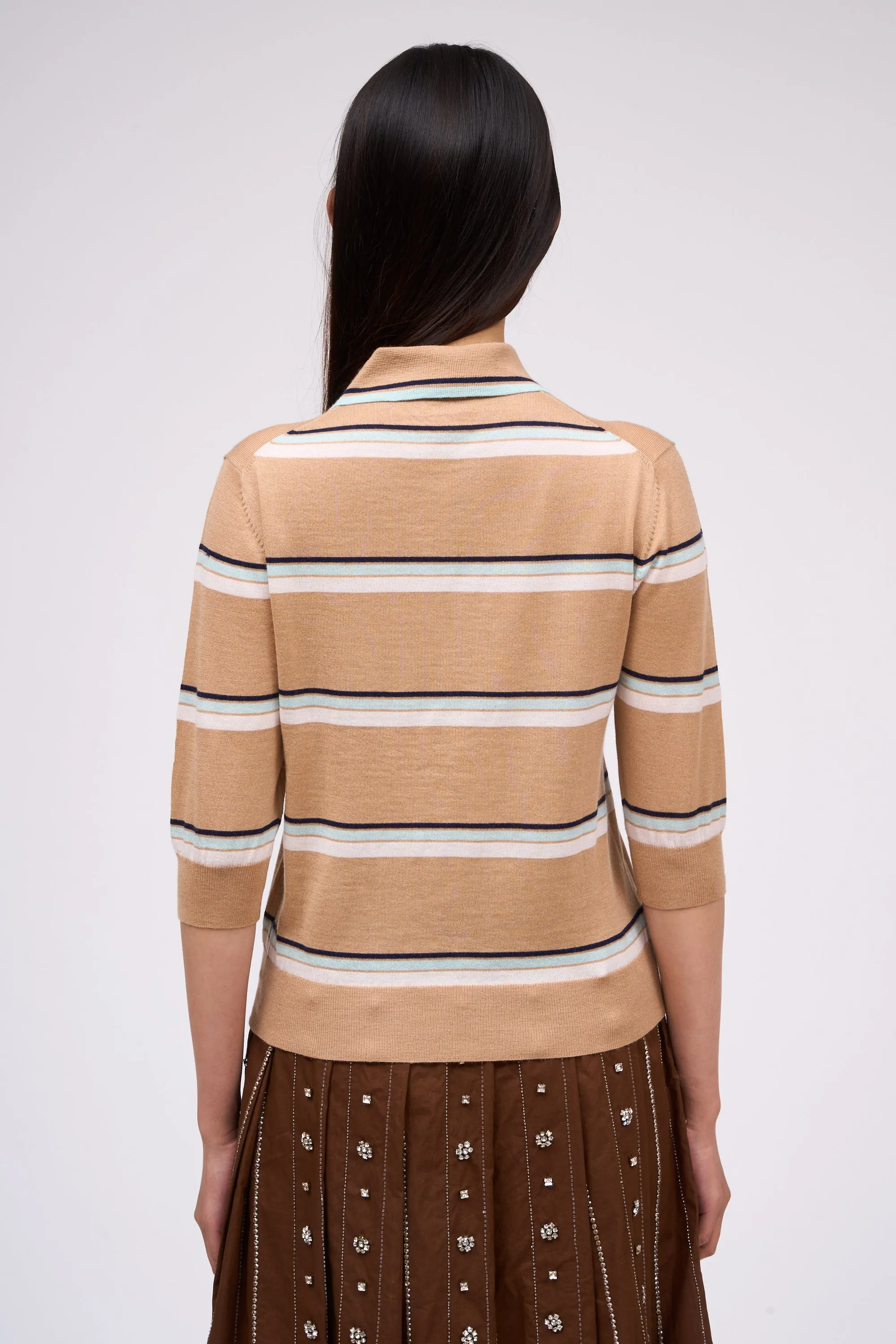 Polo en maille merinos à rayures tricolore sold by Paul & Joe product image thumbnail 4