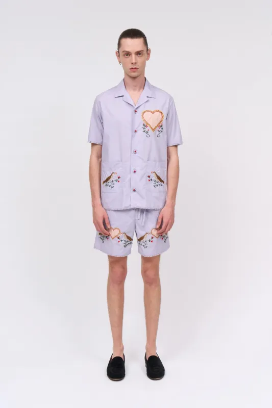 Short court en popeline de coton brodé à la main sold by Paul & Joe