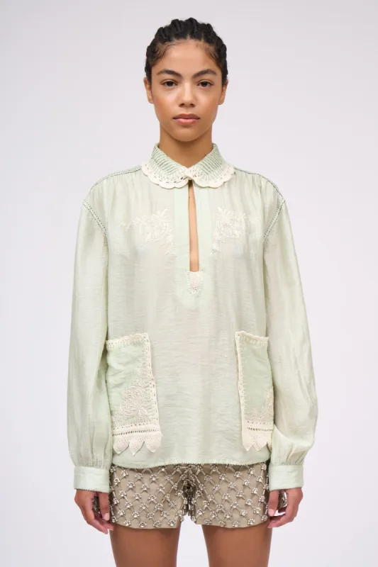 Blouse en voile de coton brodé et crocheté à la main sold by Paul & Joe