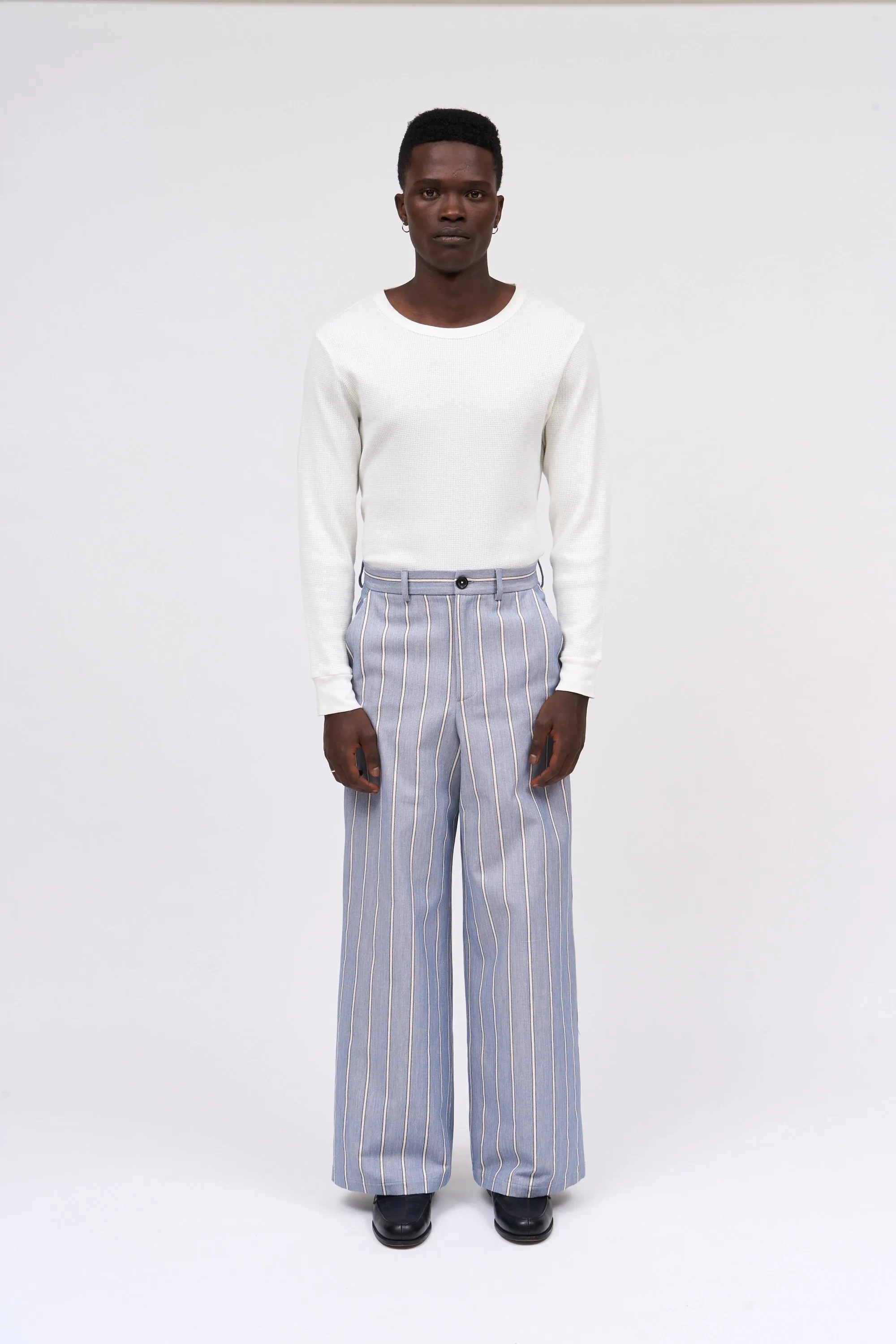 Pantalon coupe loose en toile denim rayé sold by Paul & Joe