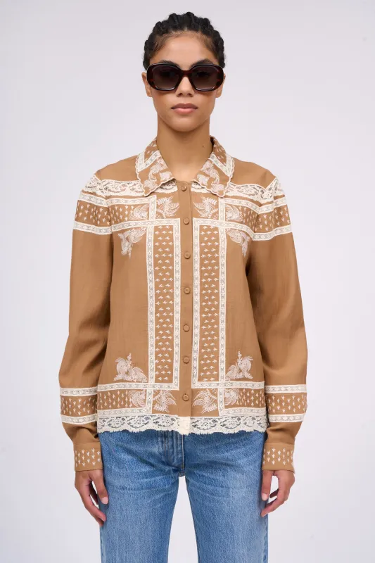 Chemise en rami brodée à la main sold by Paul & Joe