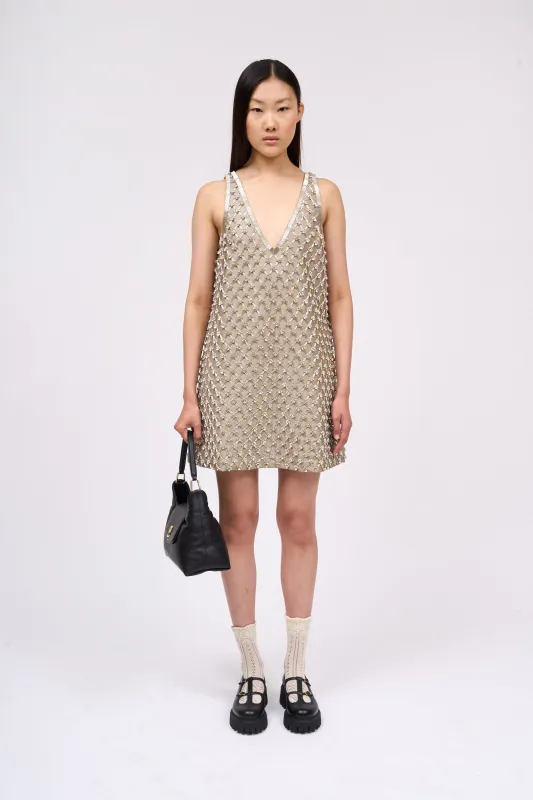 Robe courte sans manche brodée de strass sold by Paul & Joe