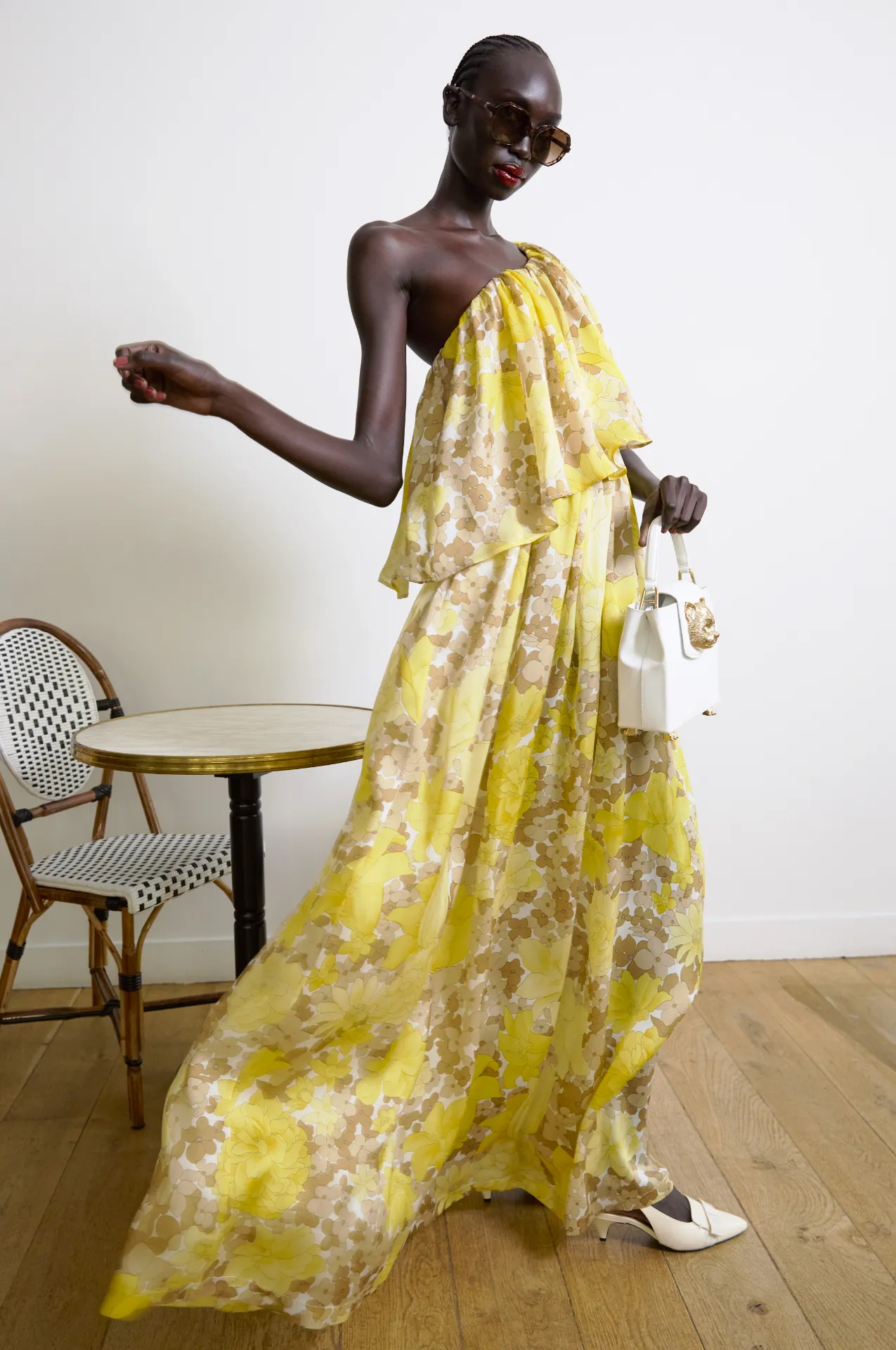 Robe longue asymétrique en organza de soie imprimé fleuri sold by Paul & Joe product image thumbnail 2