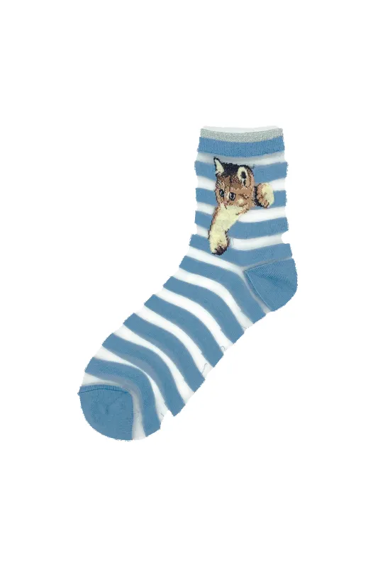 Chaussettes bleues à bandes transparentes et Nounette sold by Paul & Joe