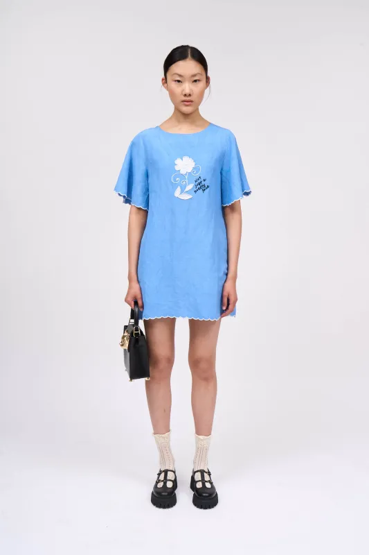 Robe courte forme tee shirt en lin brodé sold by Paul & Joe