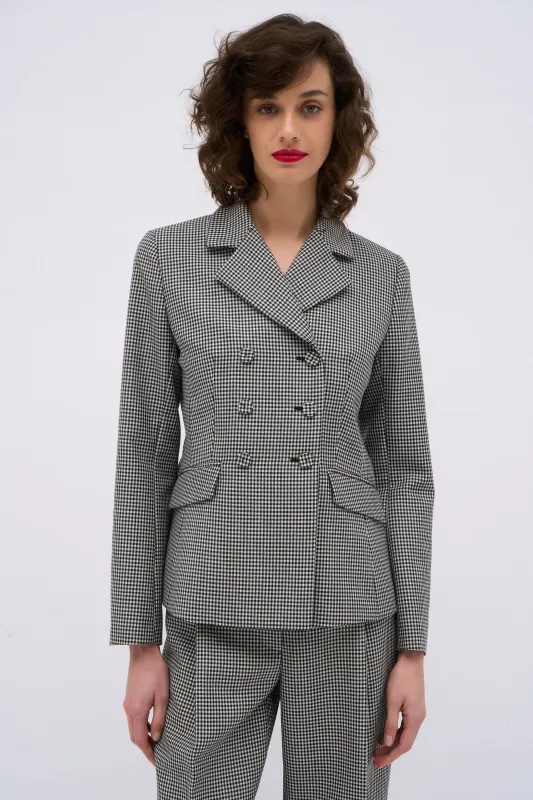 Veste en mohair mélangé en vichy noir et blanc sold by Paul & Joe