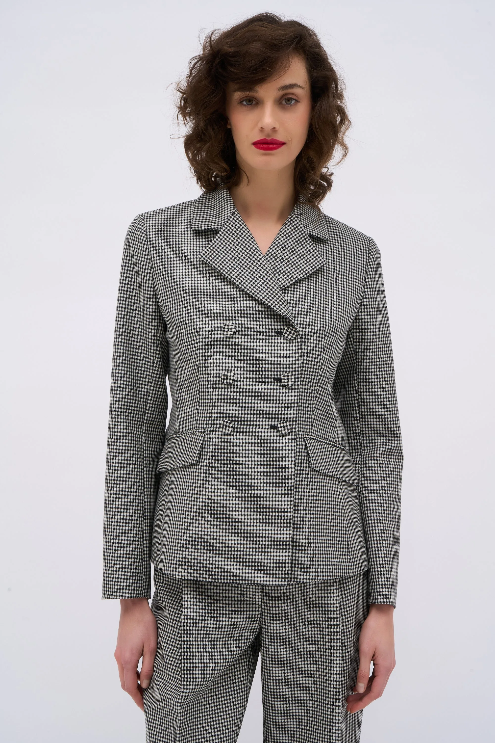 Veste en mohair mélangé en vichy noir et blanc sold by Paul & Joe