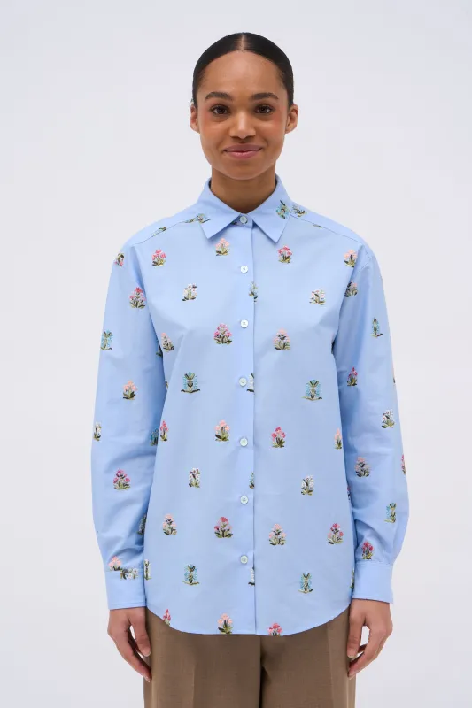 Chemise en popeline de coton brodée à motif fleuri sold by Paul & Joe