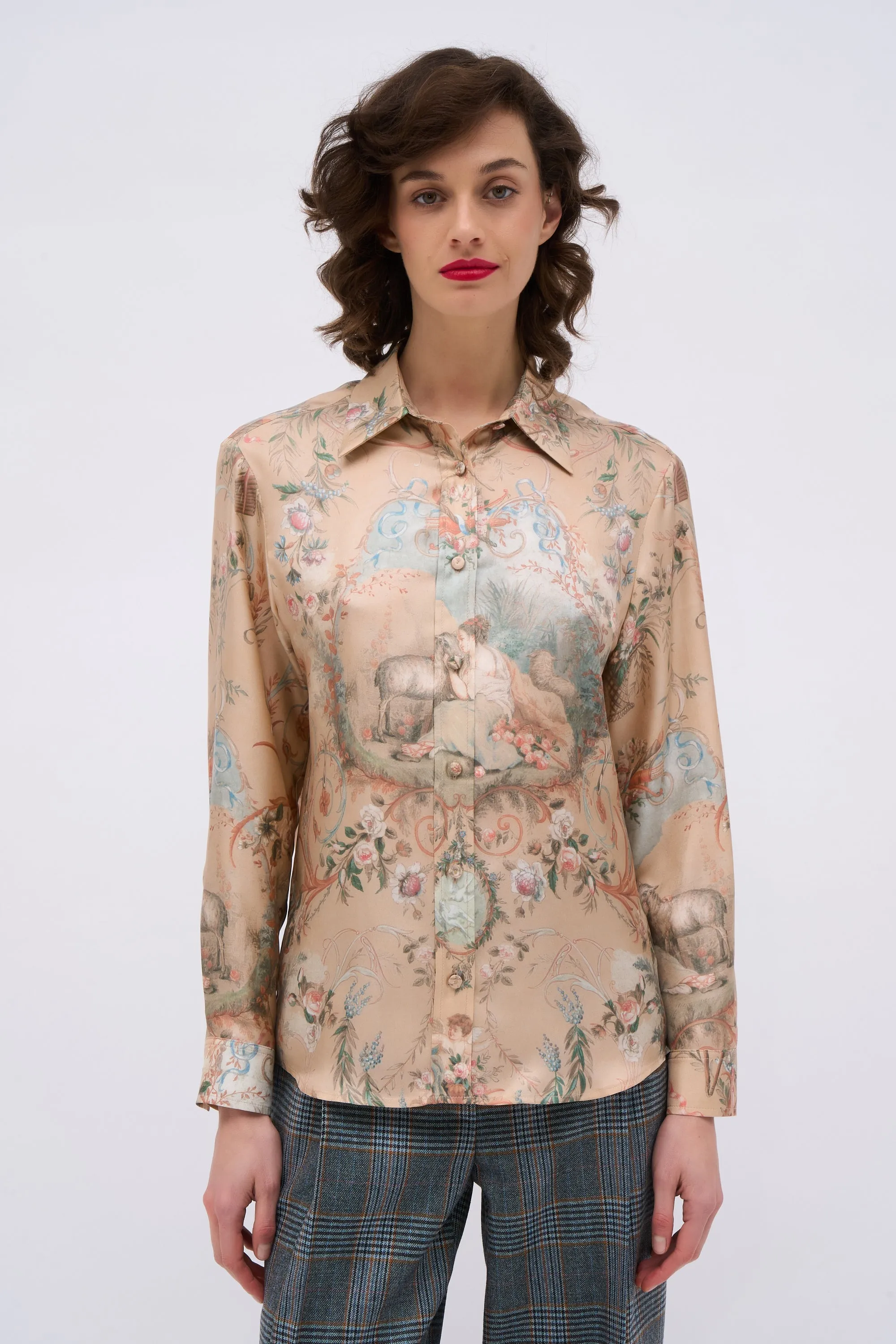 Chemise en twill de soie imprimée d'une scène bucolique sold by Paul & Joe