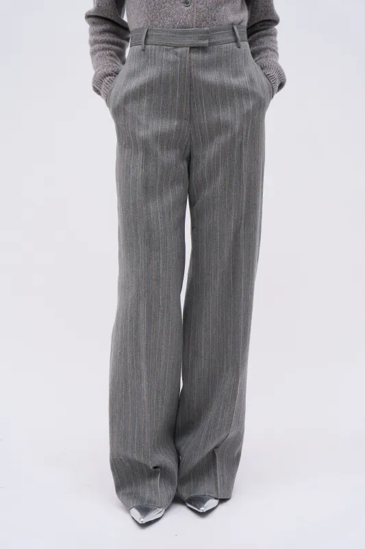 Pantalon en twill de laine et soie rayée made by Paul & Joe