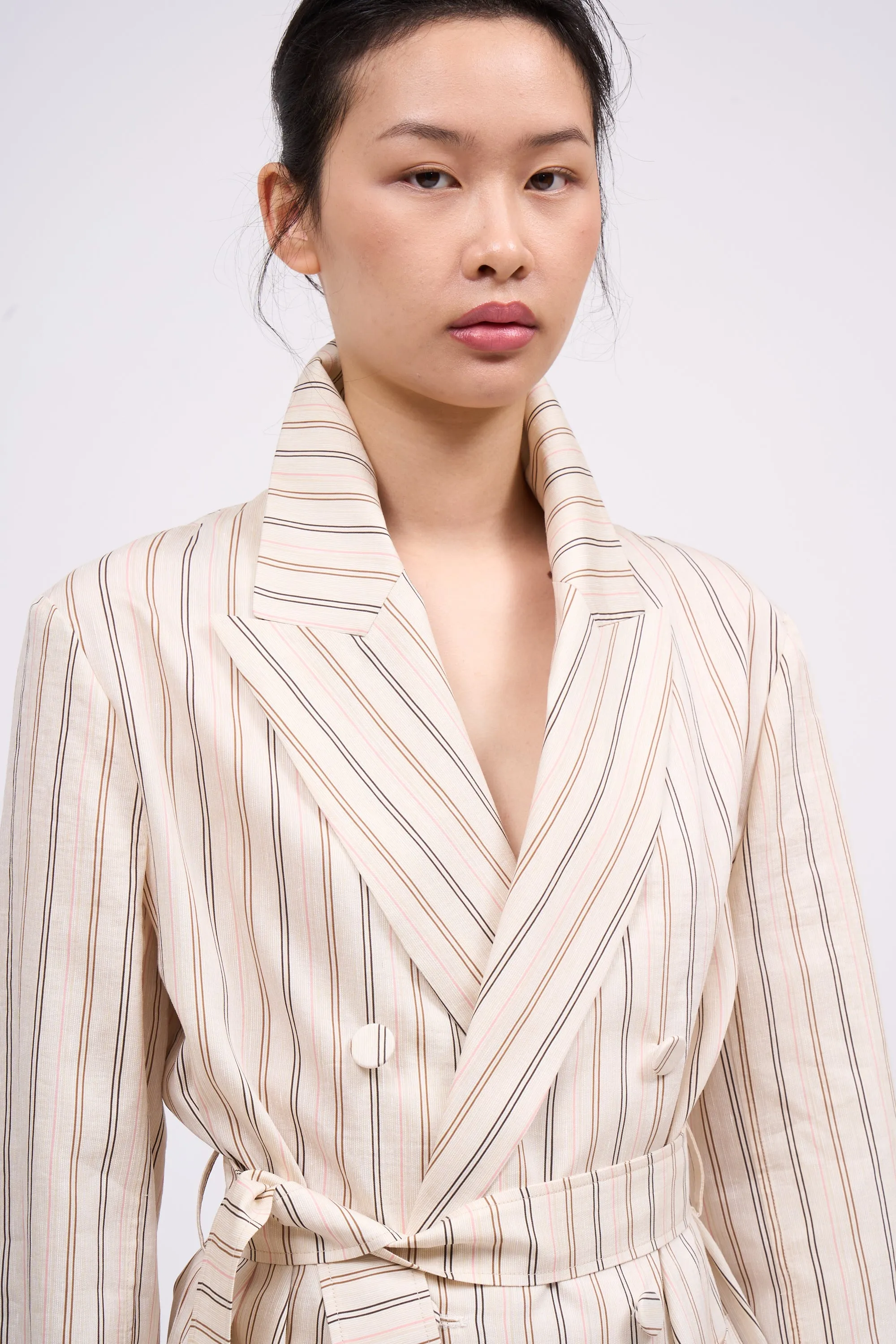 Veste fluide longue en tencel et lin rayé sold by Paul & Joe product image thumbnail 4