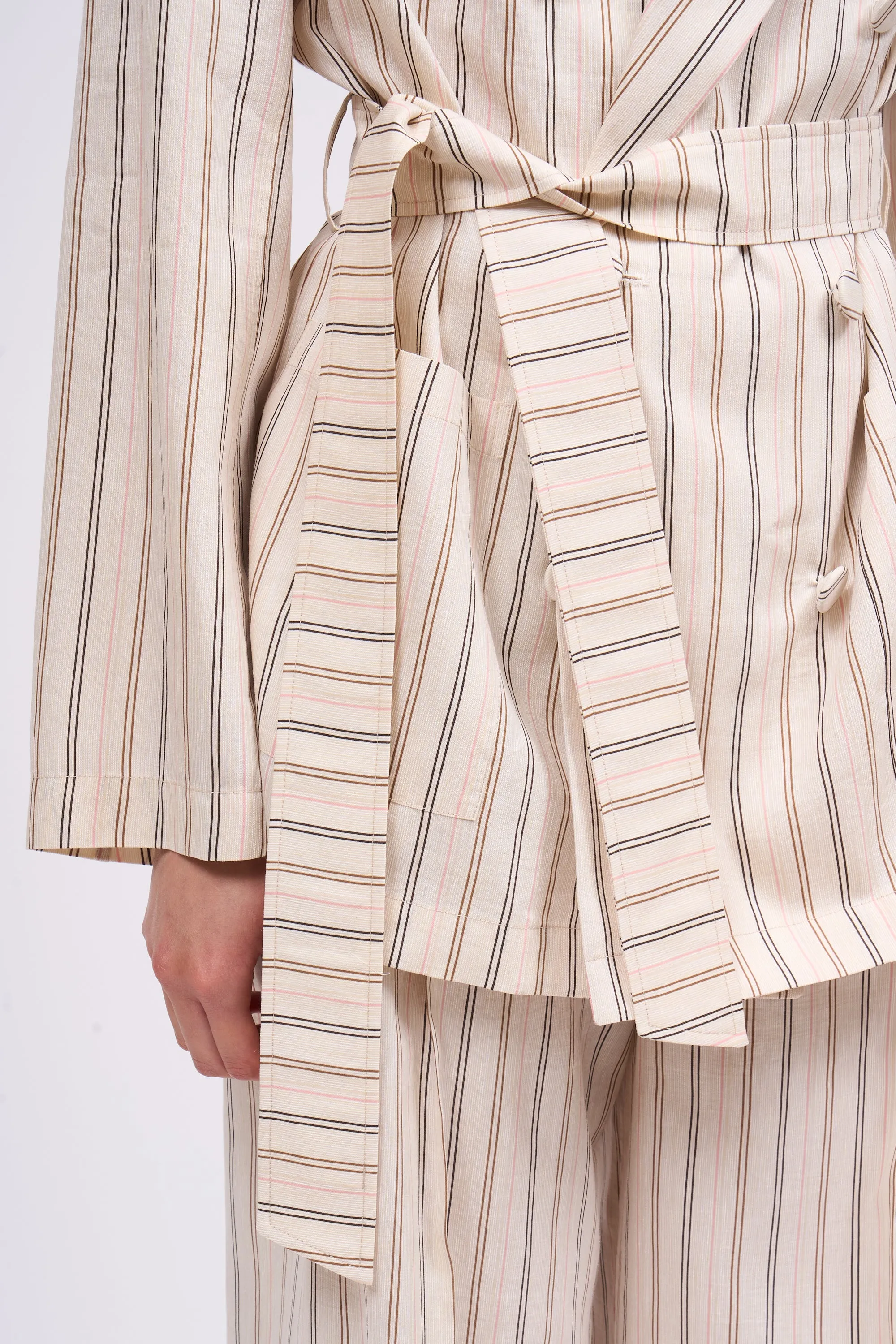 Veste fluide longue en tencel et lin rayé sold by Paul & Joe product image thumbnail 5