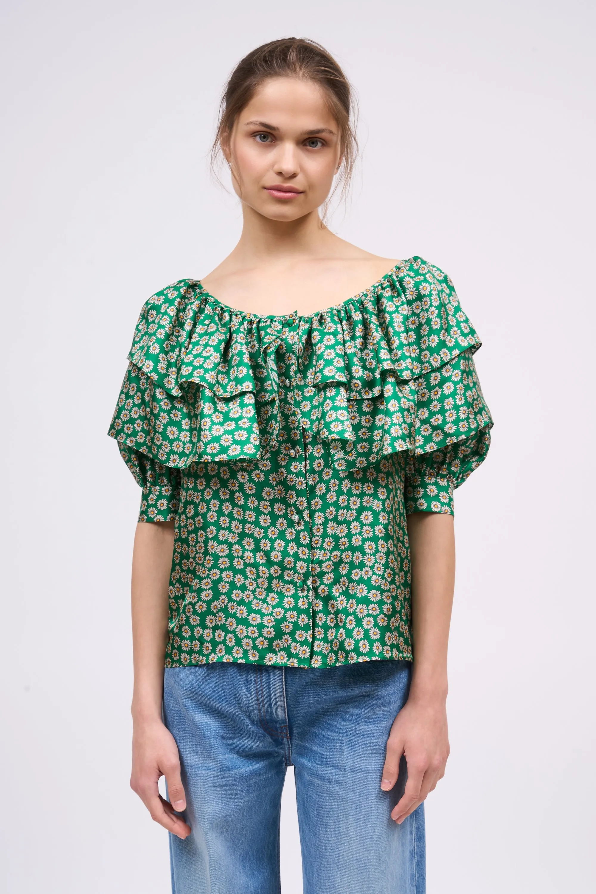 Blouse imprimée marguerite sur twill de soie sold by Paul & Joe