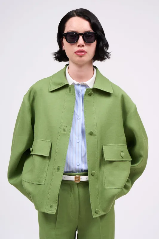 Veste oversized style bomber en laine vierge et soie cady made by Paul & Joe