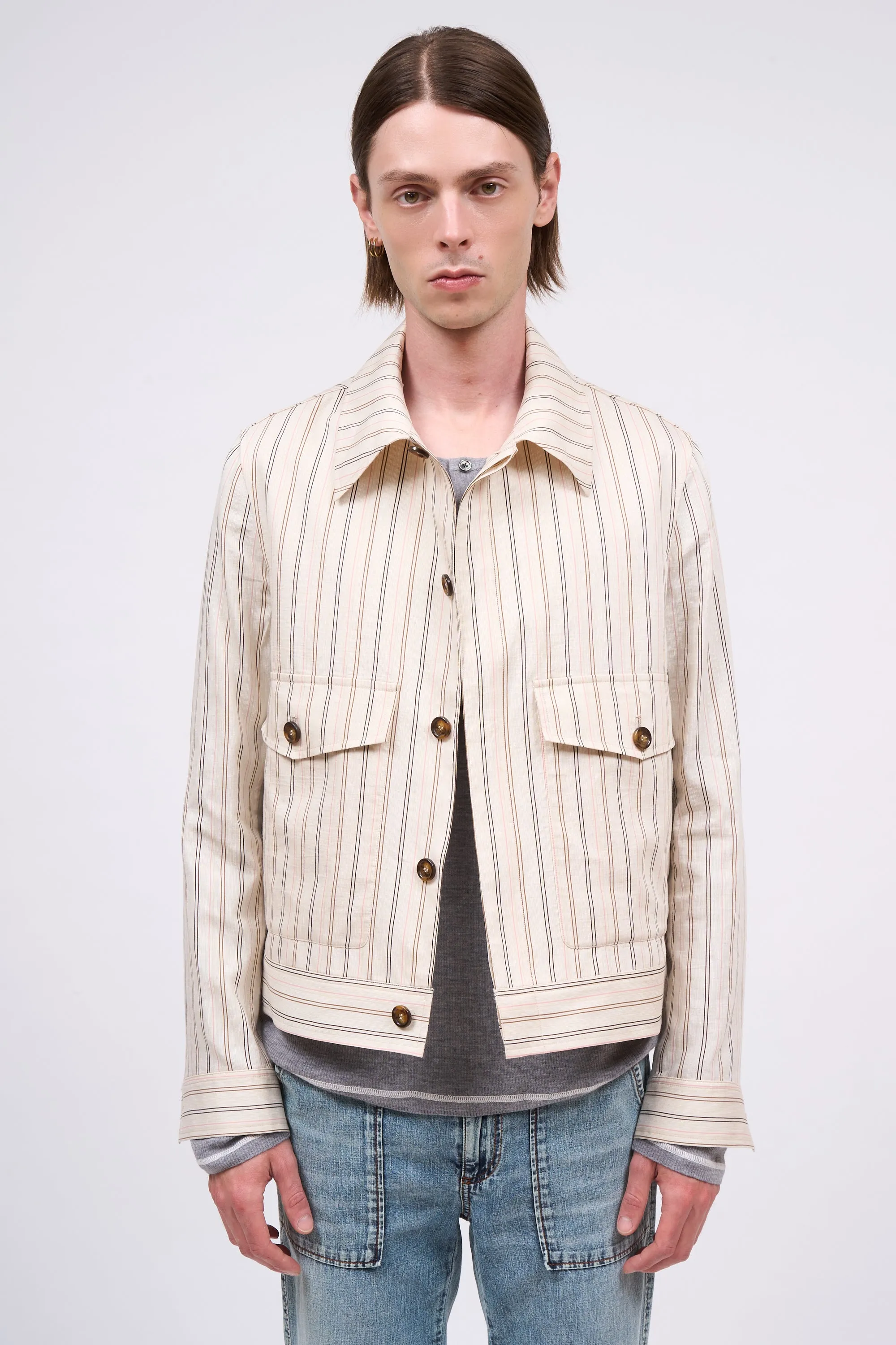 Veste en tencell et lin rayé sold by Paul & Joe