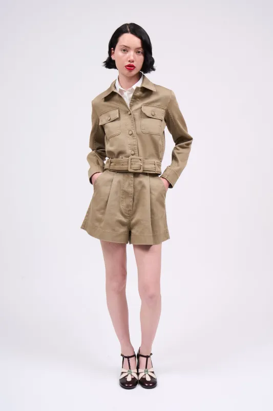 Veste courte cintrée en twill de coton délavage vintage made by Paul & Joe