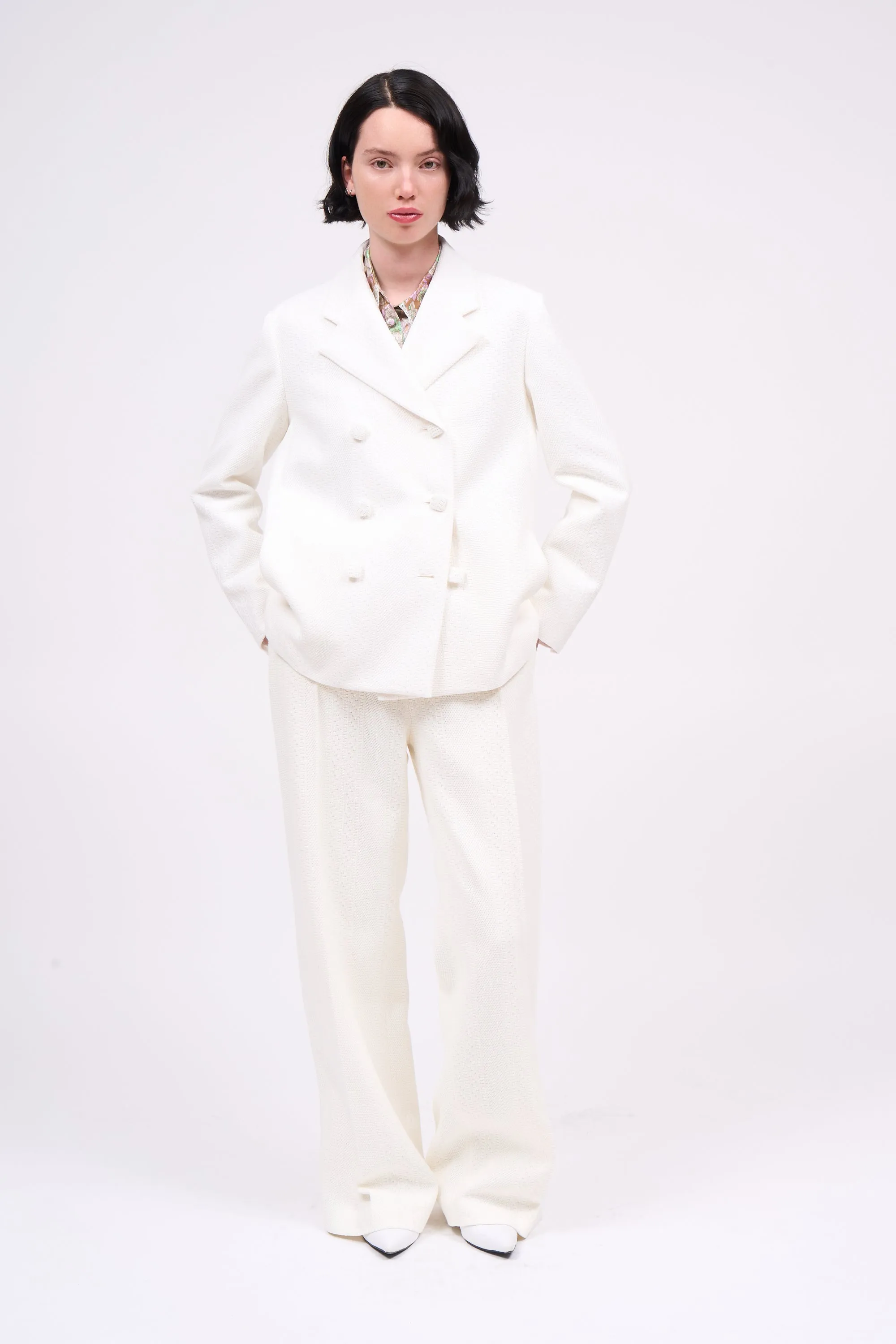 Veste tailleur longue en maille de coton avec pointelle sold by Paul & Joe product image thumbnail 2